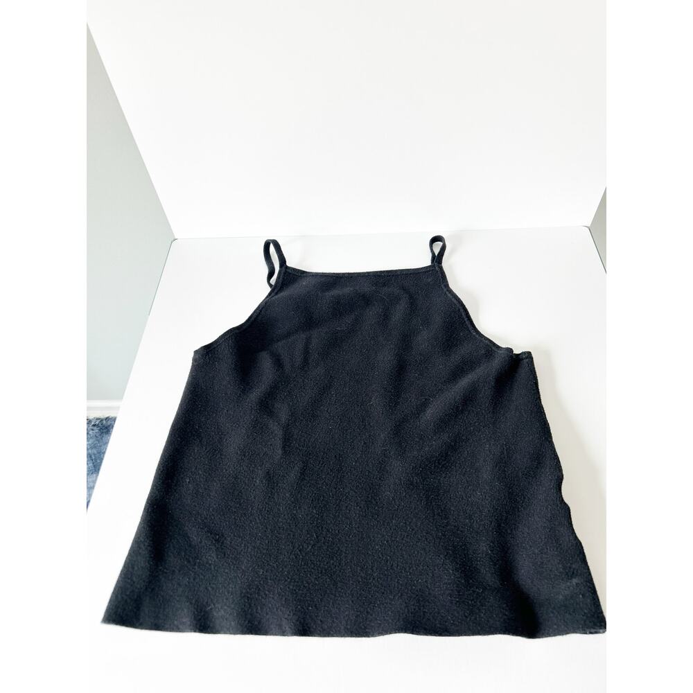 Madewell Black High Neck Apron Cropped Sweater Tank Medium
